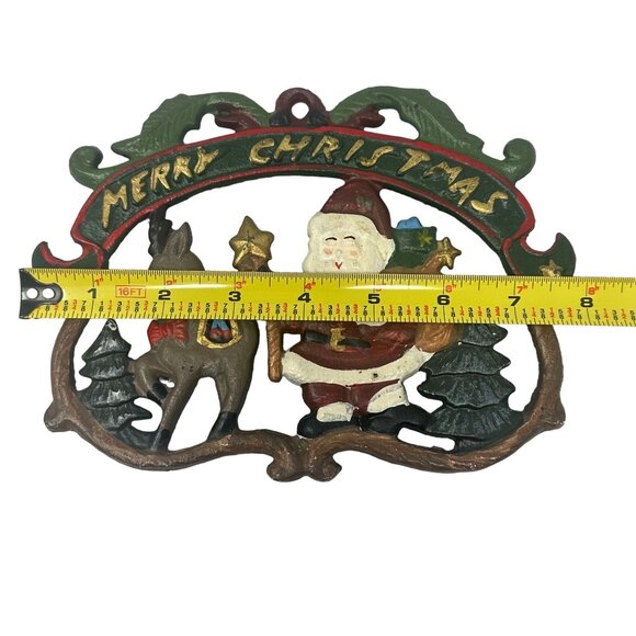 Vintage Cast Iron Christmas Trivets Santa Claus Reindeer Snowman - Picture 6 of 7